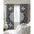 thumbnail image 3 of Gray Boho Ethnic Blackout Curtains 63 Inches Length, Vintage East Oriental Tribal Antique Window Treatment Thermal Insulated Drapes for Bedroom Living Room 2 Panels 104x63 Inches, 3 of 8