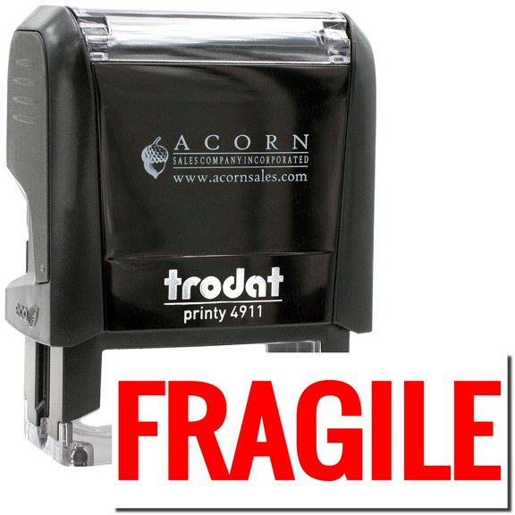 Self-Inking Bold Fragile Stamp, Trodat Printy 4911, Press and Print Stamping, Impression Size 5/8" x 1-1/2", Up to 10,000 Impressions - Red Ink
