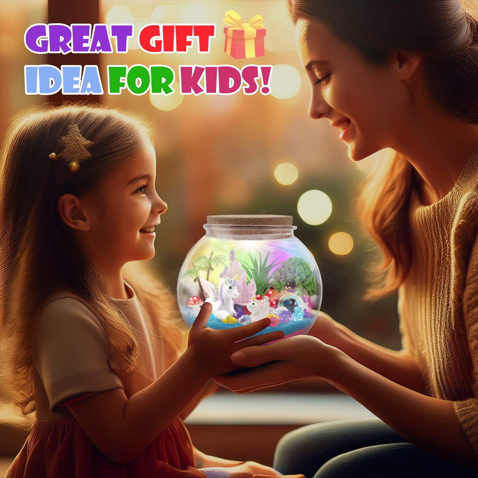 Light-Up Unicorn Terrarium Kit for Kids - Kids Birthday Gifts for Kids - Best Unicorn Toys & Activities Kits Presents - Arts & Crafts Stuff for Little Girls & Boys Age 4-12 Girl Gift