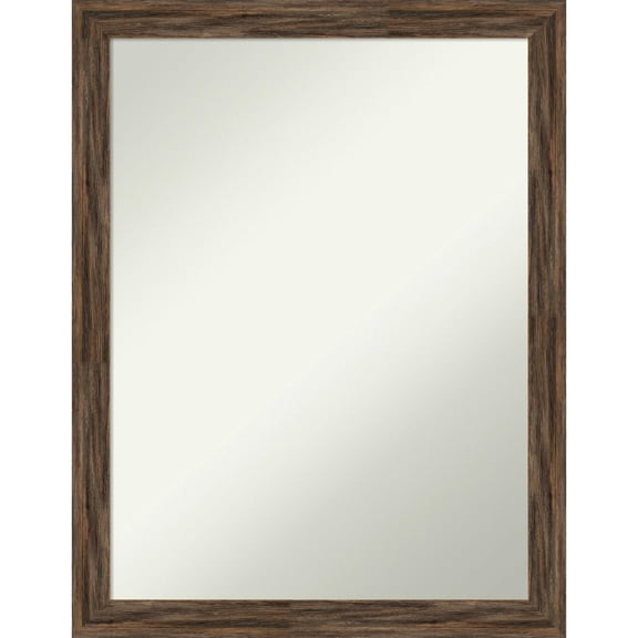 Regis Barnwood Mocha Narrow Non-Beveled Wood Bathroom Wall Mirror