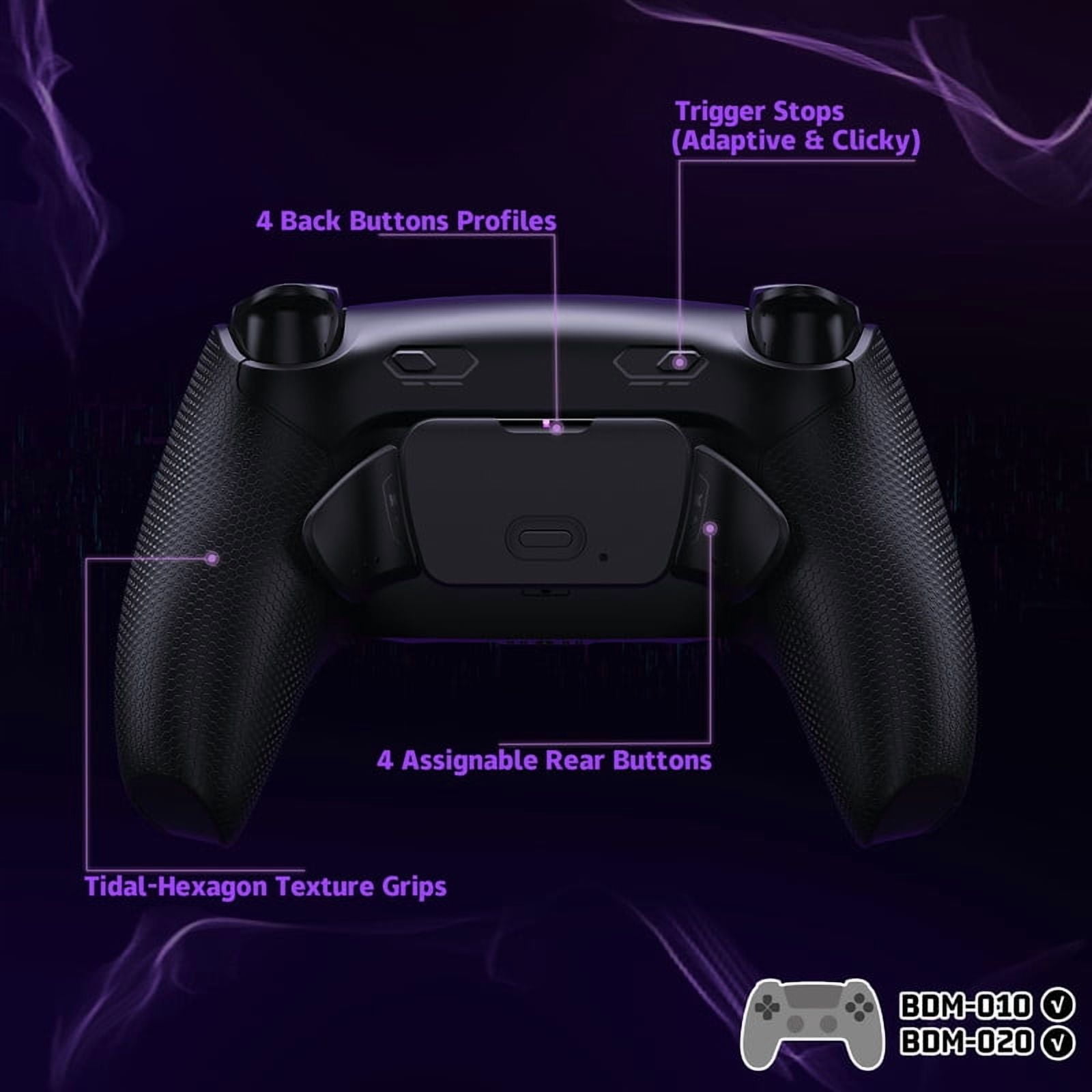 eXtremeRate RISE Plus MAX Back Paddles Kit with Clicky Trigger Stops & Rubberized Grip for PS5 Controller BDM-010 020, Remappable Back Buttons Kit for PS5 Controller - Black - NO Controller