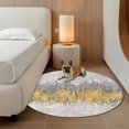 thumbnail image 2 of Yellow Grey Abstract Round Area Rug 8Ft Washable Large Circle Rugs for Living Room Dorm, Gradient Geometric Graffiti Modern Art Non-Slip Carpet Floor Mats Indoor Outdoor Carpet Runner Home Decor, 2 of 8