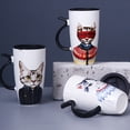 thumbnail image 4 of Ceramic Mug Fashion Cat Printed Milk Mug Coffee Mug Tea Mug with Lid, 4 of 10