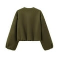 thumbnail image 3 of XPMWRP Women's Solid Color Full Zip Up Jackets Casual Fleece Long Sleeve Loose Warm Bomber Jacket Coats Winter Outfits Army Green S, 3 of 3