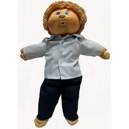 Fitted Baby Doll Tee - Blue Stripe Shirt And Pants For Boy Baby Or Cabbage Patch Kid Dolls