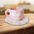 thumbnail image 3 of Taza de café de cerámica irregular, grande con bandeja, taza para beber, taza de té de 250 ml para , café, oficina en casa, Nad, Rosa blanco SM SunniMix taza de café con leche, 3 of 7