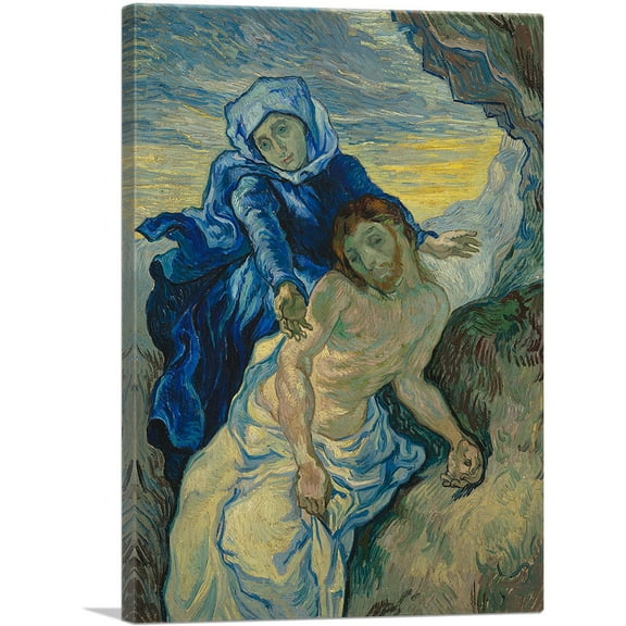ARTCANVAS The Pieta 1889 Canvas Art Print by Vincent Van Gogh - Size: 26" x 18" (0.75" Deep)
