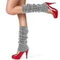 thumbnail image 3 of Liwarace Women Solid Color Knitted Leg Warmers Winter Warm Boot Cover Crochet Long Socks Light Gray, 3 of 12
