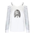 thumbnail image 4 of Camiseta de manga larga con cuello en V para mujer a la moda, blusa holgada con hombros descubiertos y estampado de otoño Fridja  fksj2986, 4 of 4