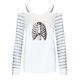 thumbnail image 4 of Camiseta de manga larga con cuello en V para mujer a la moda, blusa holgada con hombros descubiertos y estampado de otoño Fridja  fksj2987, 4 of 4