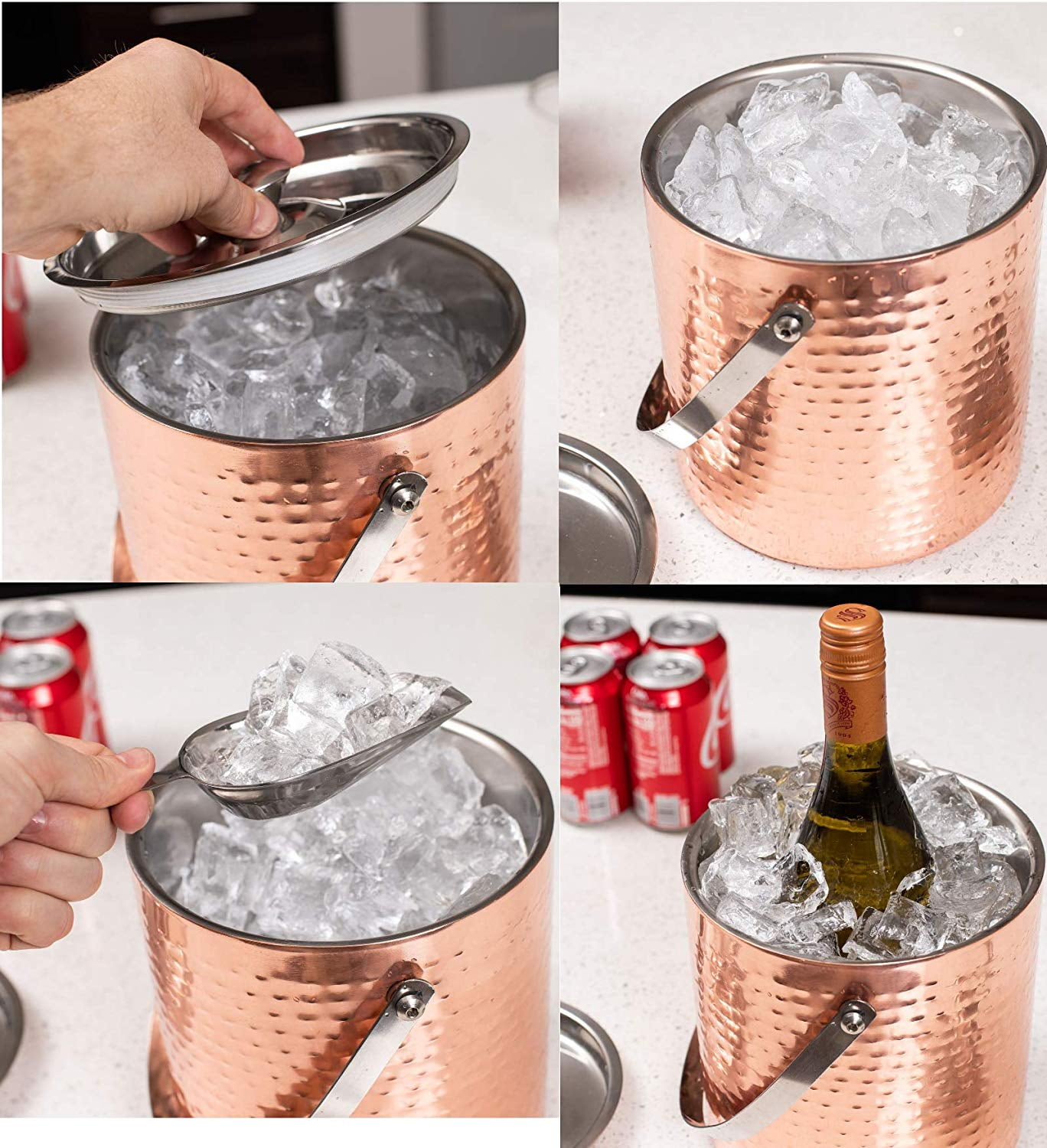 Copper ice bucket with lid shops