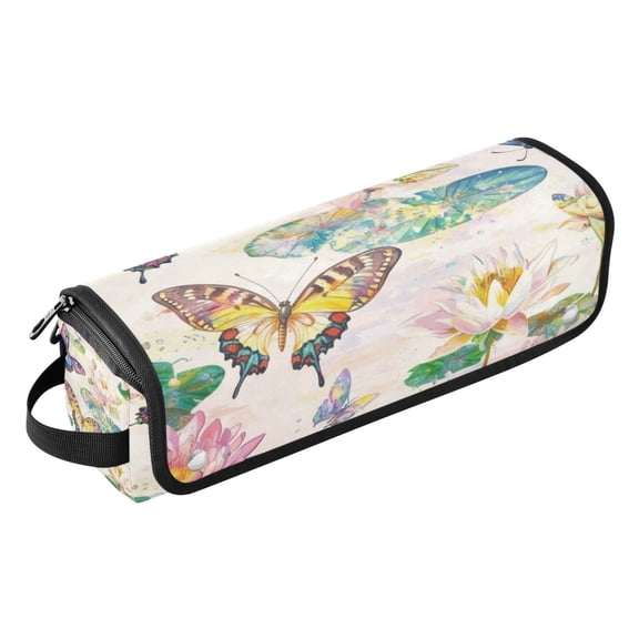 Hair Tools Storage with Heat Resistant Mat- Colored Butterfly Printed Curling Iron Travel Bag/Flat Iron Case for Women