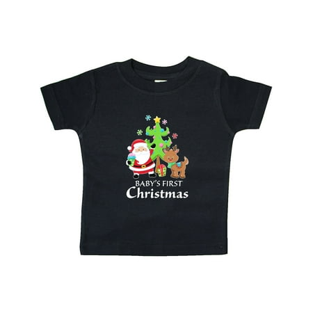 

Inktastic Baby s 1st Christmas with Santa Reindeer and Tree Gift Baby Boy or Baby Girl T-Shirt