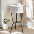 thumbnail image 5 of Chic White Round End Table with Drawer - Solid Wood & Metal Legs, Perfect for Living Room or Bedroom, 5 of 6