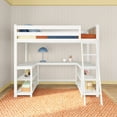 thumbnail image 2 of Scandinavian Twin Loft Bed with Wraparound Desk & Shelves, White/Blonde, 2 of 10