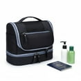 thumbnail image 3 of Hanging Travel Toiletry Bag, Waterproof Cosmetic Makeup Organizer with Dual-Layer Design, 9.8 x 8.3 x 5.1 in / 25 x 21 x 13 cm Large Capacity Bag for Women and Men, Black, 3 of 8