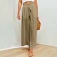 thumbnail image 4 of ABATAB Women's Summer Palazzo Pants Loose Fit Wide Leg Pants High Waist Drawstring Beach Vacation Casual Trousers with Pockets, 4 of 7