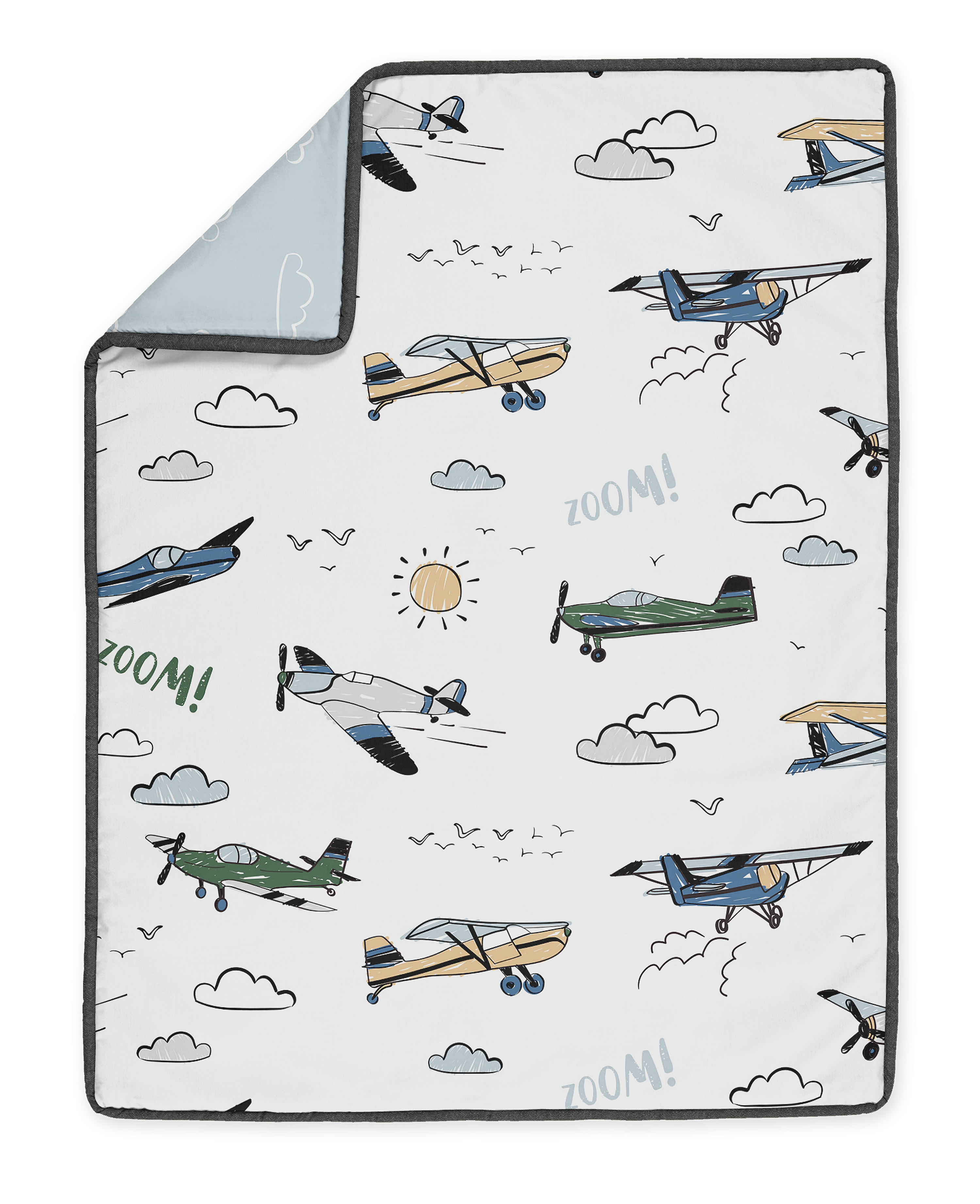 Sweet Jojo Designs Airplane Green and Blue Boy 4 Piece Crib Bedding Set