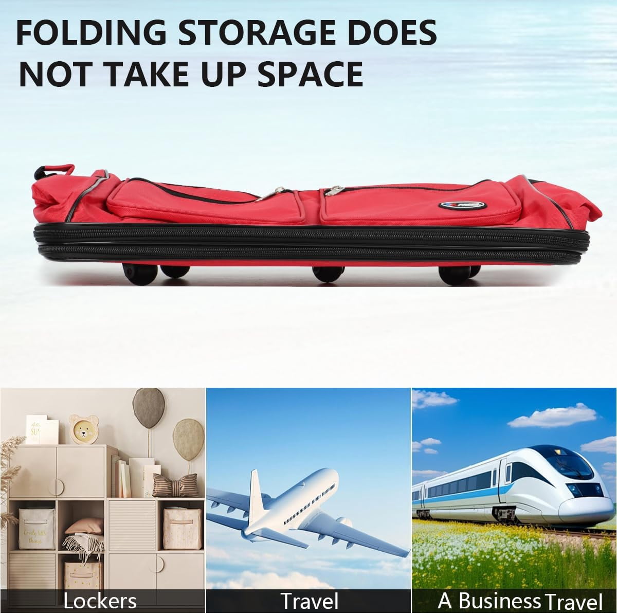 30" 36" 40" Rolling Wheeled Duffel Bag Spinner Luggage Expandable (Red, 36")