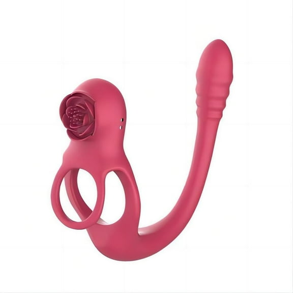 APP Remote Control Penis Ring Rose Sex Toys, 10 Vibration Modes Vibrating Penis Ring Clitoris Vibrator with Anal Plug,Adult Sex Toys for Coulpes-Red