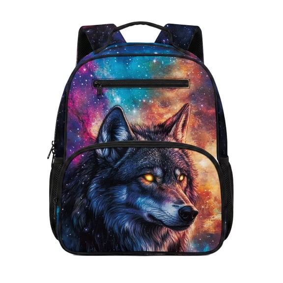 KUIFORTI Cool Wolf Toddler Backpack for Boys Kids School Bag with Multiple Storage Pockets Adjustable Straps Durable Polyester for Preschool Kindergarten Daily Use