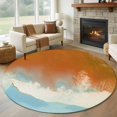 thumbnail image 2 of Orange Coastal Large Area Rugs for Bedroom Living Room, Soft Non Slip Carpet Bedside Rug, Summer Beach Seaside Ocean Nautical Round Floor Cover Kitchen Accent Rug 8' for Dining Room/Office, 2 of 9