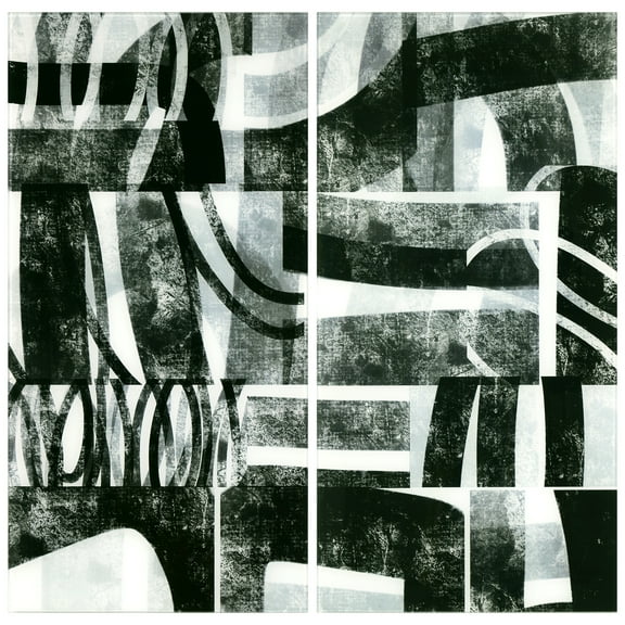 "Compartment A & B" Oversized 72"x 36" Frameless Free-Floating Reverse Printed Tempered Art Glass Panels Set