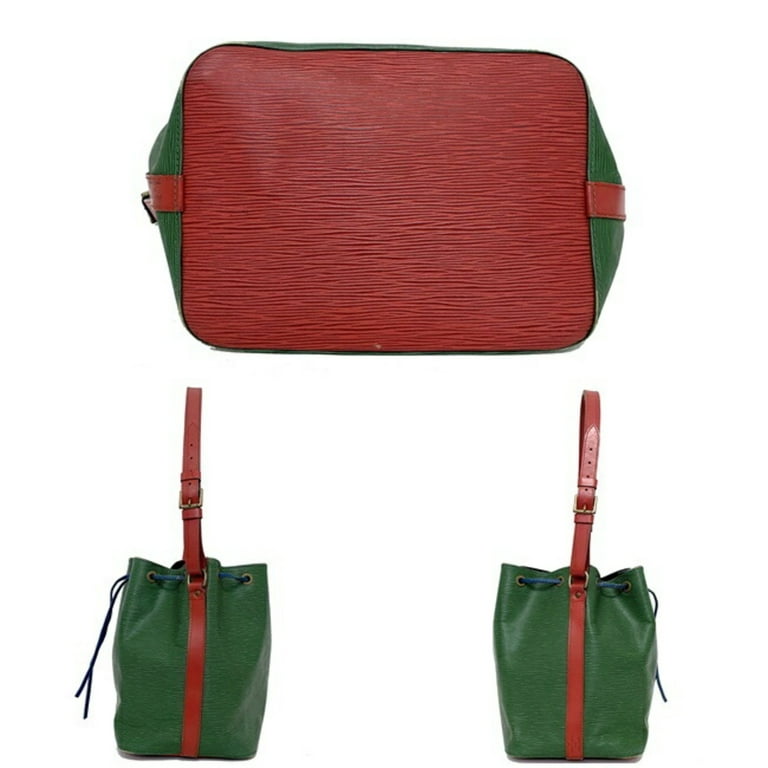 Pre-Owned Louis Vuitton Drawstring Bag Petit Noe Green Red Blue M44147  Shoulder Leather A20953 LOUIS VUITTON Bicolor String Women's Men's Accent  (Fair) 