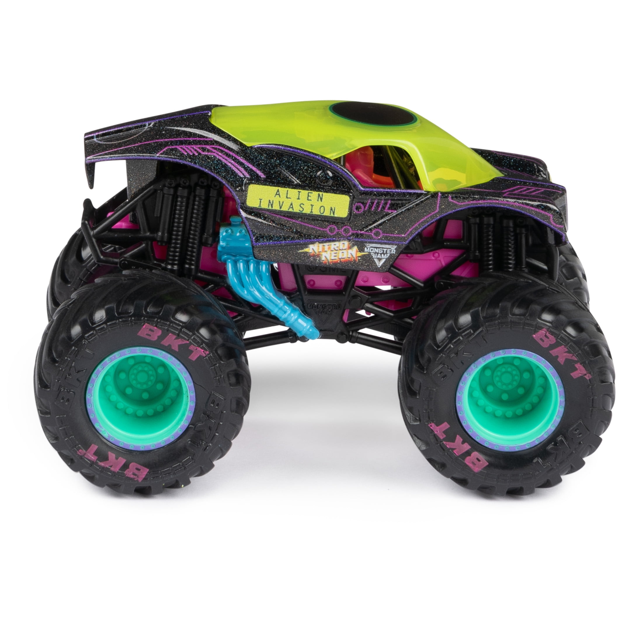 エイリアン 虹色フィギュア フランクリン ミント Monster Jam Exclusive Neon Nitro 2-Pack 1:64 Scale Monster Trucks
