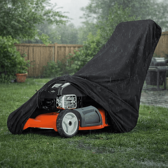 Lingsida Waterproof Push Lawn Mower Cover, Outdoors Heavy Duty Lawn Mower Cover, UV Protection, Universal Fit, Black