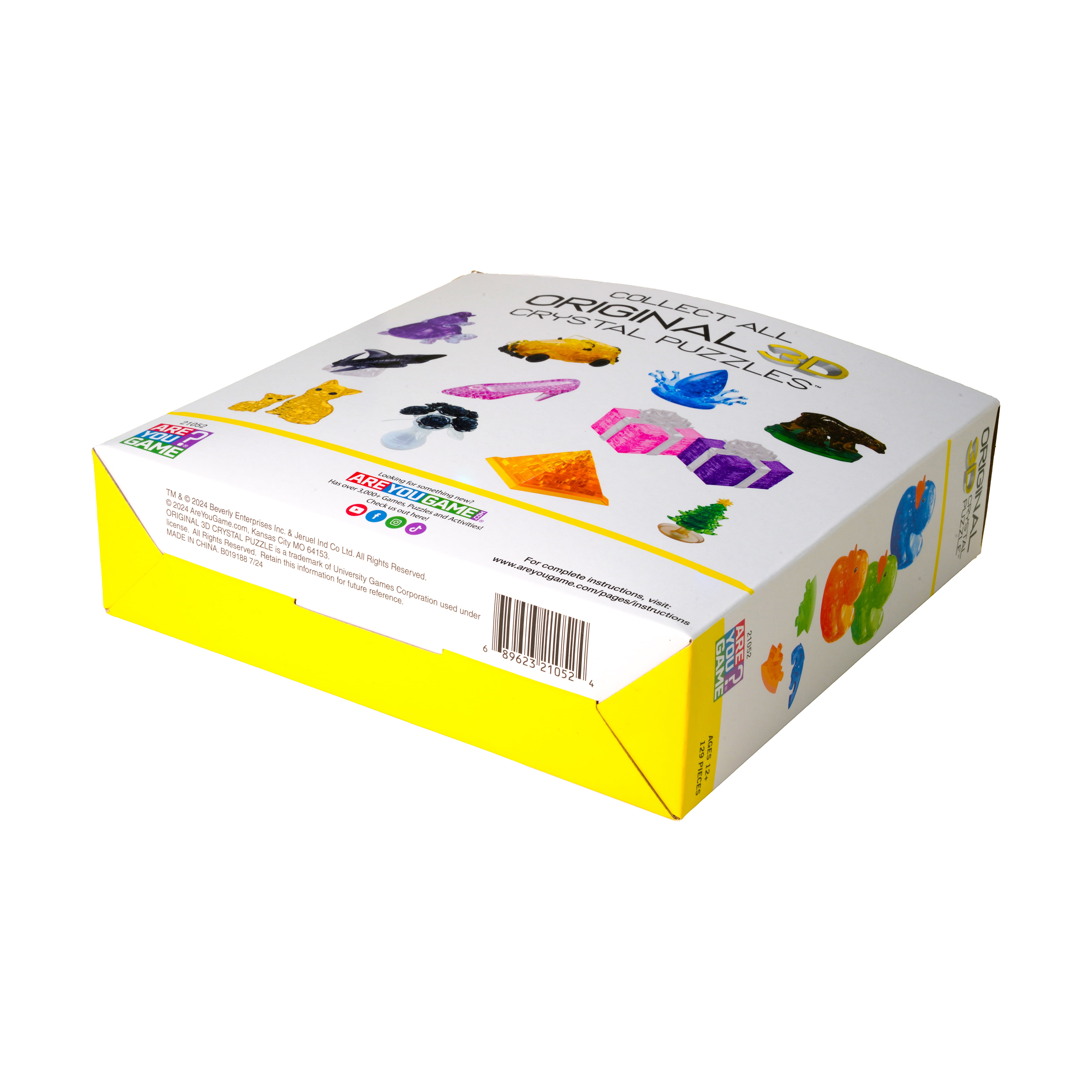 AreYouGame.com 3D Crystal Puzzle - Deluxe Rubber Ducks 3-Pack (Neon Orange/Green/Blue): 129 Pcs