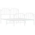 Bed frame with head and footboard metal white 135x190 cm