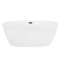 Rauris 59" x 28" Acrylic Flatbottom Soaking Bathtub in White with Drain/Overflow