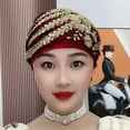 thumbnail image 3 of YAOBAMM Ladies Turban Hat Sequin Decor Ladies Turban Hat Color Matching Embroidery Lightweight Headscarf Daily Beanie, 3 of 7