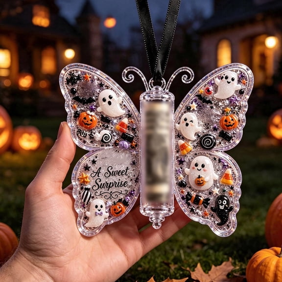 Halloween Butterfly Acrylic Cash Holder Ornament, Tree Hanging Money Gift Keepsake, Sold Individually