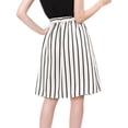 thumbnail image 4 of MODA NOVA Junior's Stripes Button Front Elastic Back A Line Midi Skirt L White, 4 of 6