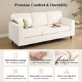thumbnail image 5 of Hommoo Teddy Velvet 3-Seater Sofa, Plush Upholstered Living Room Couch with Ergonomic Back Support, Machine-Washable Cushion Covers, Rubber Wood & Metal Frame, White, 5 of 7
