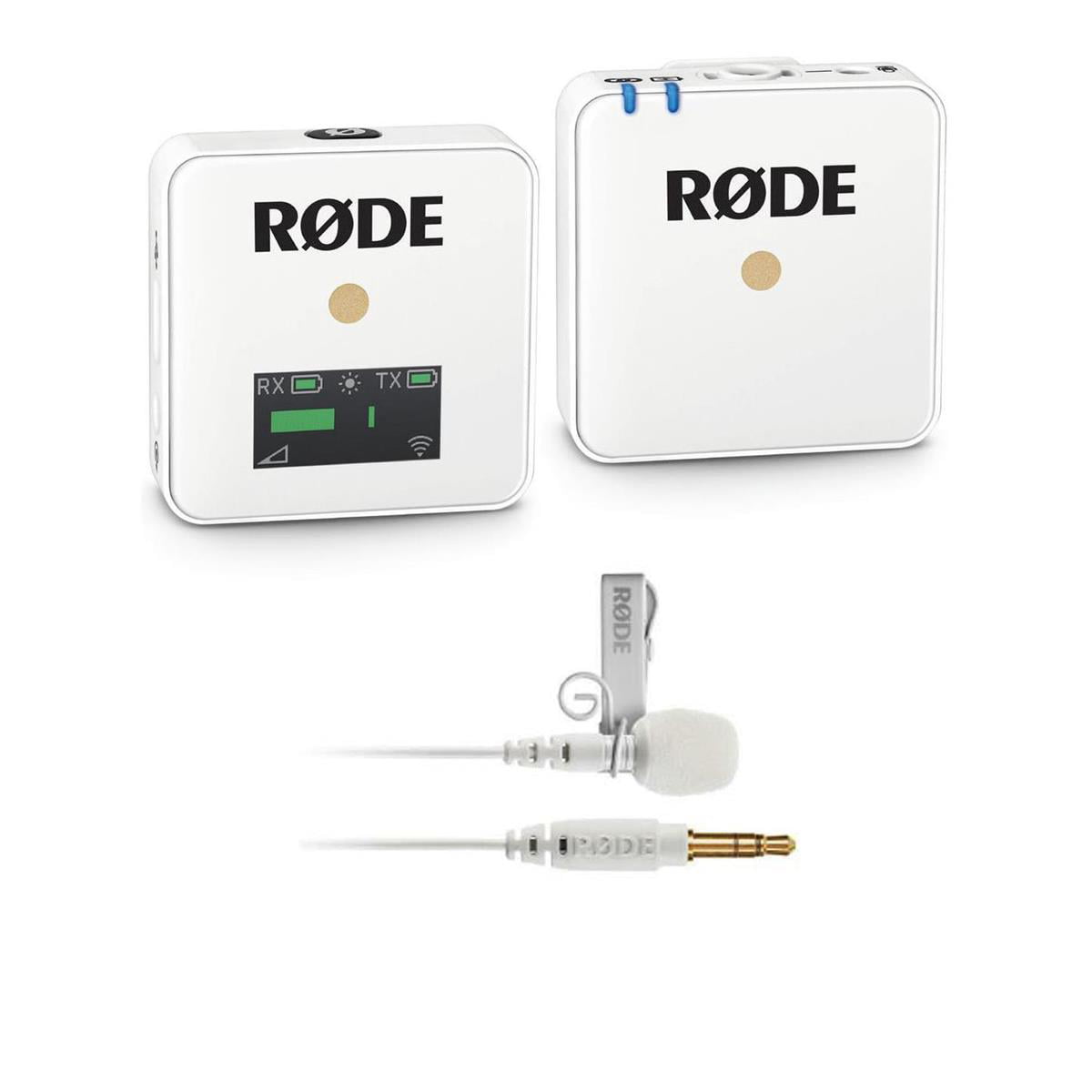 Rode Wireless GO Compact Wireless Microphone System with Transmitter and  Receiver, White With Rode Lavalier GO Professional-Grade Wearable  Microphone,