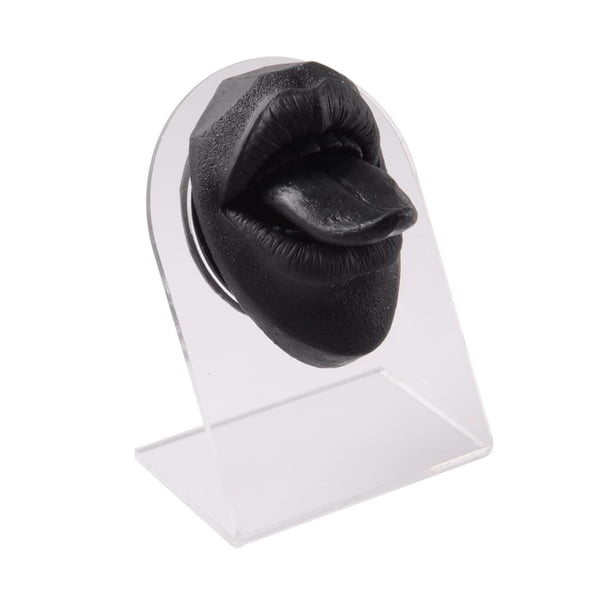 Modelo de lengua de boca de silicona suave con soporte de exhibición, herramienta de enseñanza flexible Negro