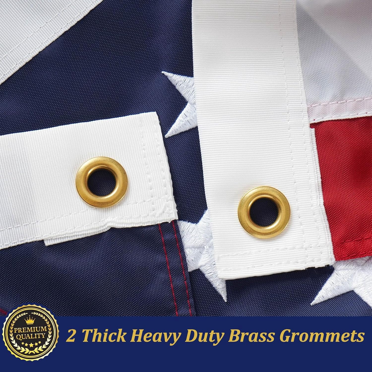 US TOPFLAGS U.S 3' x 5' American Flag Outdoor High Wind - All Weather American Flag Embroidered Stars Heavy Duty Banner, Nylon Sewn Stripes Indoor With Brass Grommets