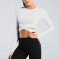 thumbnail image 4 of DAFPZW Long Sleeve Crop Tops for Women Tummy Cross Fitted Yoga Running Shirts Gym Workout Cropped Tops, 4 of 5