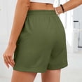thumbnail image 6 of Arlun Women's Linen Shorts Casual Summer Loose Fit Lightweight Breathable Beach Shorts Solid Color High Waisted Comfort Pull on Shorts with Pockets Green L, 6 of 6