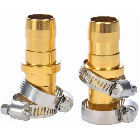 Heavy Duty Hose Repair Kit, Male Female Water Hose Repair End, Solid Metal Replacement Fittings, Fix Kit with Clamps Fit for 3/4" and 5/8" Gardening Hoses, Rust-Resistant Finish, Zero Leaks, 1 Set