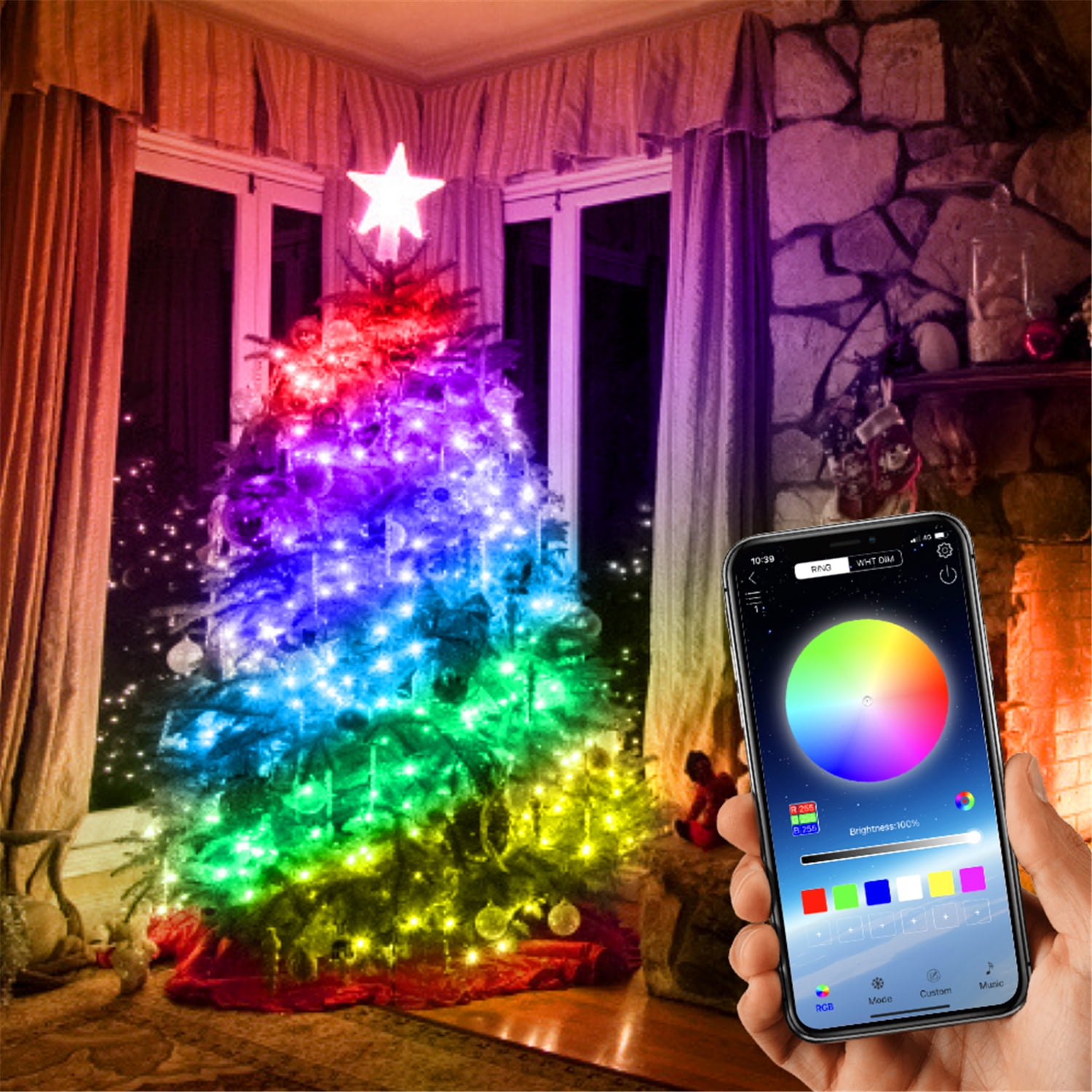 Details about   Christmas Tree Decoration Lights Custom LED String Lights App Remote Control
