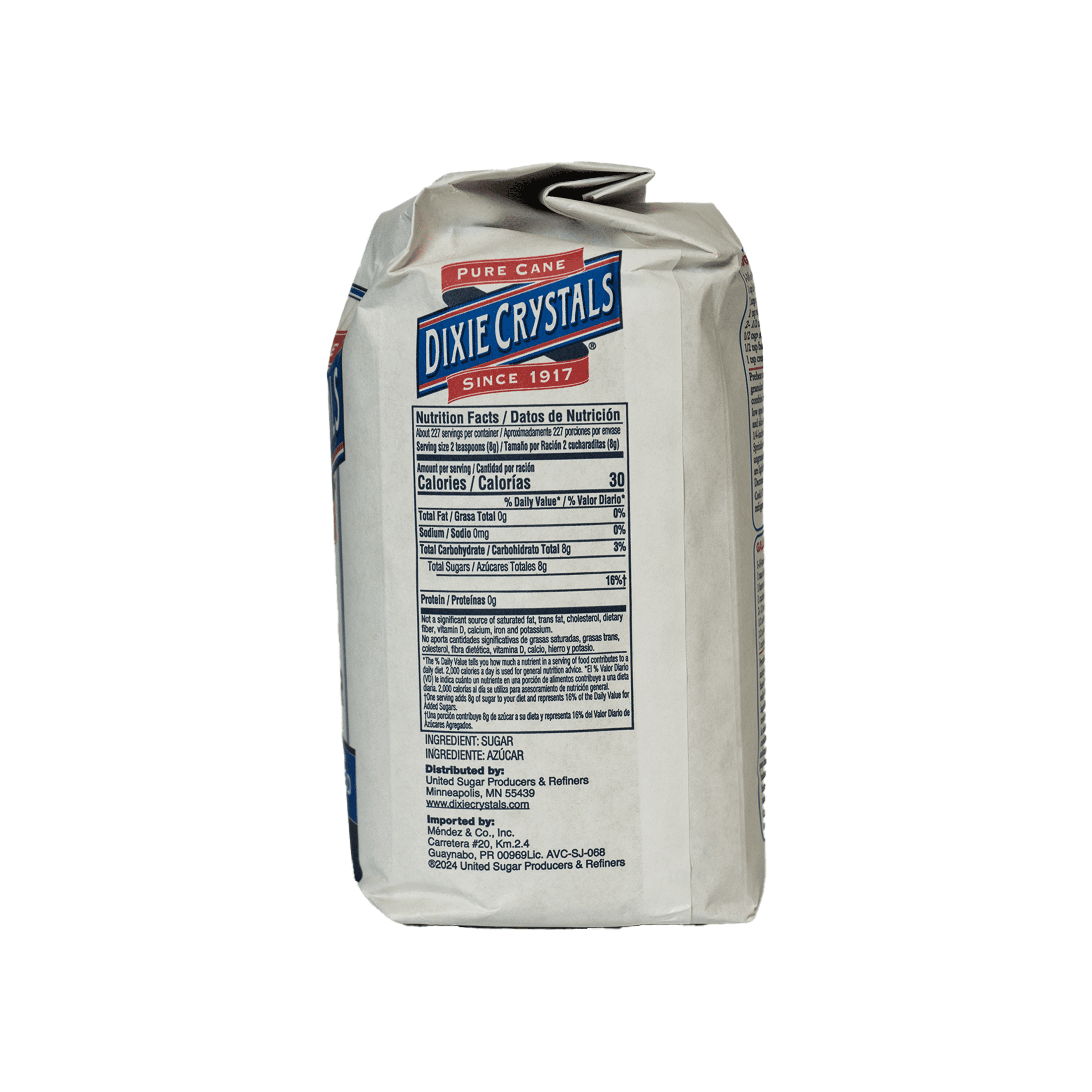 Dixie Crystals Pure Granulated Sugar, 4 lb, Gluten Free, Pure Cane, Paper Bag, New