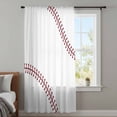thumbnail image 4 of Baseball Sheer Curtains 63 Inches Long, Modern Minimalist Red Lines Light Filering Curtains, Breathable Simi Curtain Privacy Drapes for Living Room Bedroom Lightweight Window Treatment, 4 of 9