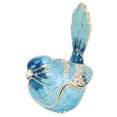 thumbnail image 6 of Bird Hinged Jewelry Trinket Box with Crystals Blue Metal Enamel Decorative Figurine Case Holder for Necklace Rings Earring Blue 7 x 6 in / 17.8 x 15.2 cm, 6 of 9