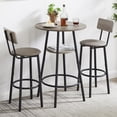 thumbnail image 1 of UWR-Nite Bar Table and Chair Set for 2, 3 Piece 2-Tier Small Round Pub Table & Stools with Backrest, Counter Height High Top Bistro Set for Kitchen Dining Room Breakfast Nook, 1 of 1