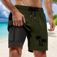 thumbnail image 2 of ibiyuan Men Swim Trunks Board Shorts with Compression Liner Quickdry Mens Bathing Suit 2 In 1 Bathing Shorts Pockets Breathable Funny Print Beach Swimsuit Swimwear,G-Dark Green, 2 of 4