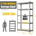 thumbnail image 3 of PrimeZone 2 Packs 36" W x 16" D x 71" H Garage Storage Shelves,5 Tier Adjustable Storage Shelving Unit, Utility Standing Shelf Rack Organizer for Warehouse Kitchen Pantry Closet Basement, Silver Grey, 3 of 9